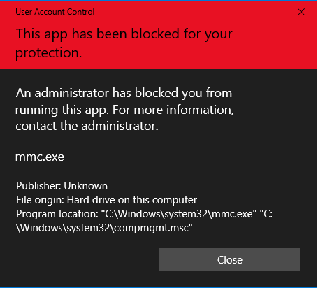 Mmc.exe Blocked Windows 10